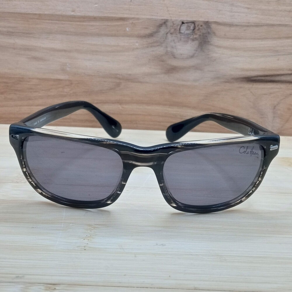 Cole Haan Black and Clear Acrylic Swirl Rectangular Sunglasses C1904